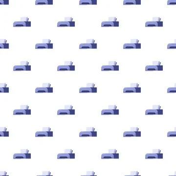 Home office printer flat style seamless pattern Illustrazione stock