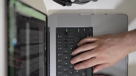 Home office productivity setup, technology work environment, top down Stock Footage 336696906
