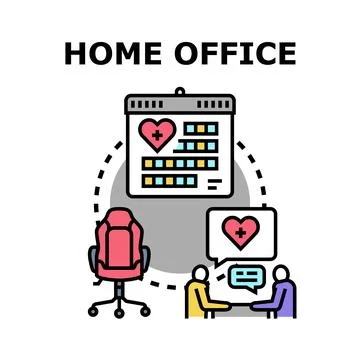 Home office remote work communication and wellness concept Stock Illustration