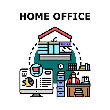 Home office remote work creating successful business solutions 스톡 일러스트