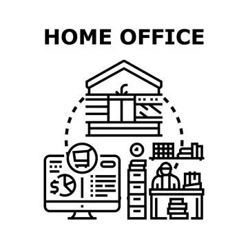 Home office remote work creating successful business solutions Stock Illustration