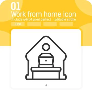 Home office remote work icon concept with line style isolated 스톡 일러스트