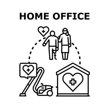Home office remote work providing care and assistance Stock Illustration