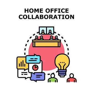 Home office remote work team online collaboration Stock Illustration