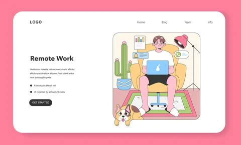 Home office scenario. Flat vector illustration 스톡 일러스트