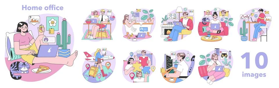 Home office set. Flat vector illustration. イラスト素材