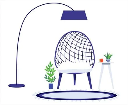 Home office setting relaxing space for working Stock Illustration