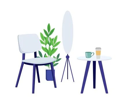 Home office setting relaxing space with chair Stock Illustration