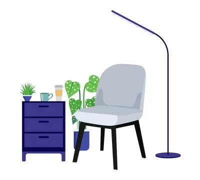 Home office setting relaxing space lamp Stock Illustration