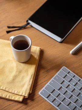 Home office setup, during self-isolation. Time to break and relax after work Stock Photos