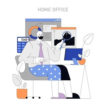 Home Office setup. Vector illustration. イラスト素材