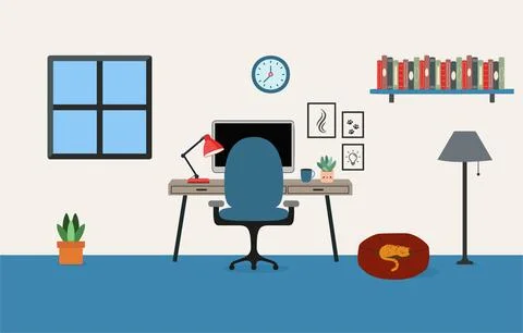 Home office setup workspace remote work relax illustration Stockillustratie