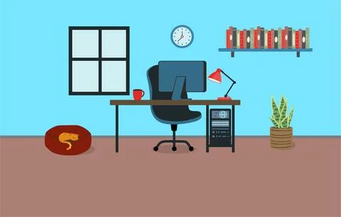 Home office setup workspace remote work illustration Stockillustratie
