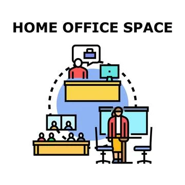 Home office space work and hybrid meeting concept イラスト素材