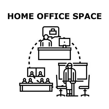 Home office space work and hybrid meeting concept Stock Illustration