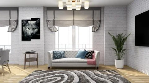 Home office virtual background. Illustrazione stock