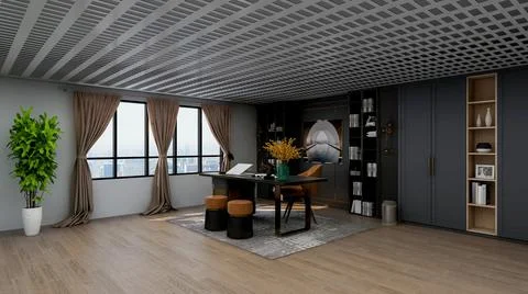 Home office virtual background. Illustrazione stock