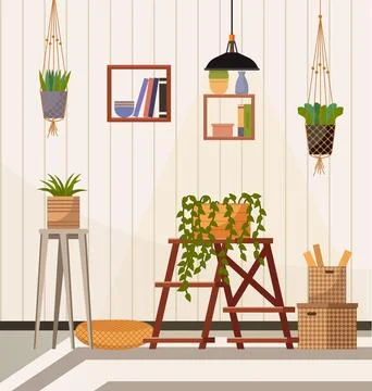 Home office. Work from home. Interior design of flat incorporates elements of イラスト素材