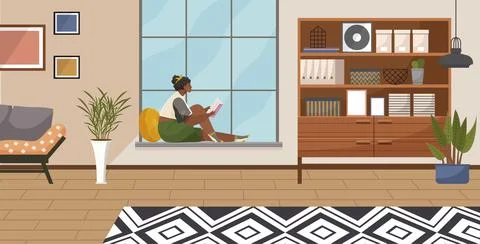 Home office. Work from home. Interior design creates a visually appealing and Stock Illustration