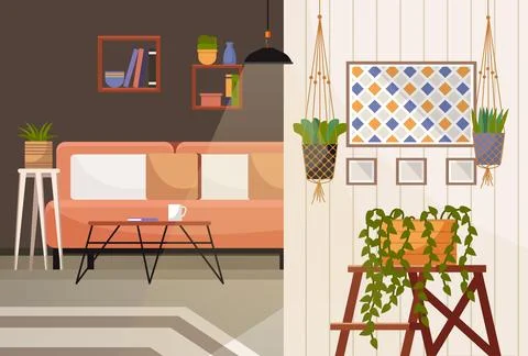 Home office. Work from home. Interior design minimalist approach for room design Stock Illustration