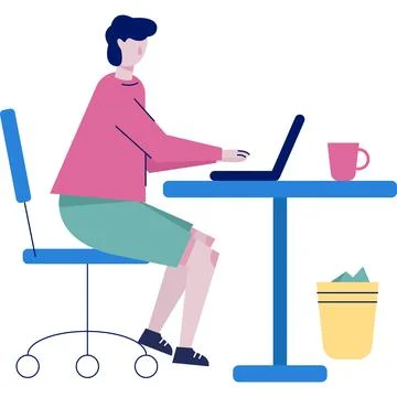 Home office work icon vector man front of laptop Stock Illustration
