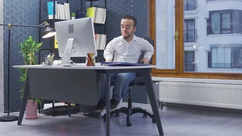 Home office worker dwarf man. Video stock 230978256