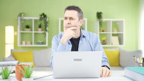 Home office worker thoughtful.  스톡 동영상 237052476