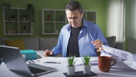 Home office worker throwing papers. Stock Footage 237051735