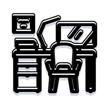 Home office workspace with computer and desk setup 스톡 일러스트