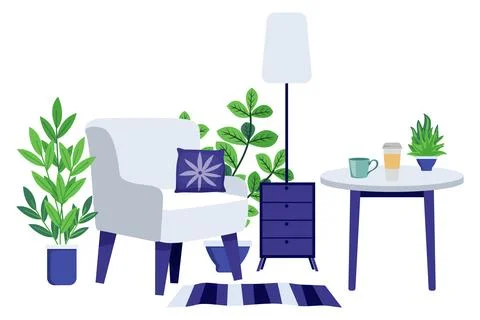 Home office workspace for freelancer with sofa Stock Illustration