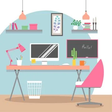 Home office workspace Stock Illustration