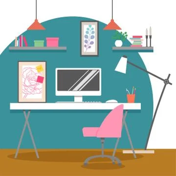 Home office workspace Ilustración de archivo