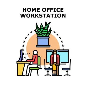 Home office workstation concept for remote working Stock Illustration