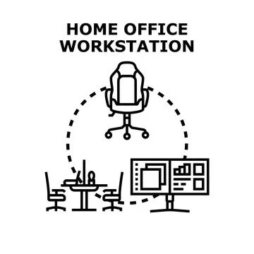 Home office workstation concept for remote work environment イラスト素材