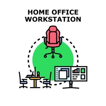 Home office workstation concept for remote work environment Stock Illustration