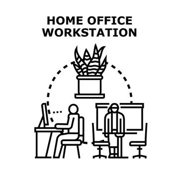 Home office workstation concept for remote working Stock Illustration