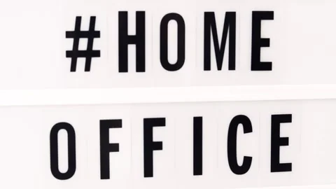 Home Office written in a lightbox text. Quarantine and isolation. Covid-19. Stock Footage 133600048