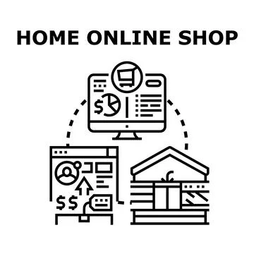 Home online shop e commerce business concept illustrating remote retail Stock Illustration