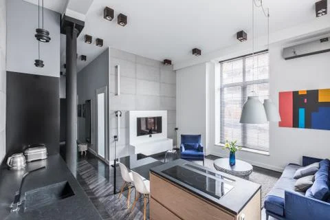 Home with open floor plan Stock Photos
