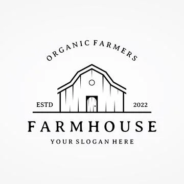 Home or barn logo template design or organic farm barn and vintage animal f.. Stock Illustration