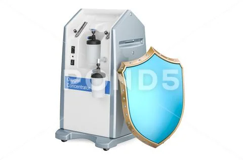 Home Oxygen Concentrator with shield, 3D rendering: Royalty Free #158877022