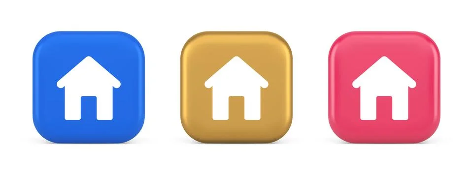 Home page button house web symbol cyberspace application interface 3d reali.. Stock Illustration