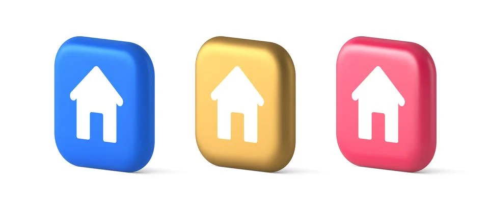 Home page button house web symbol cyberspace application interface 3d reali.. 스톡 일러스트