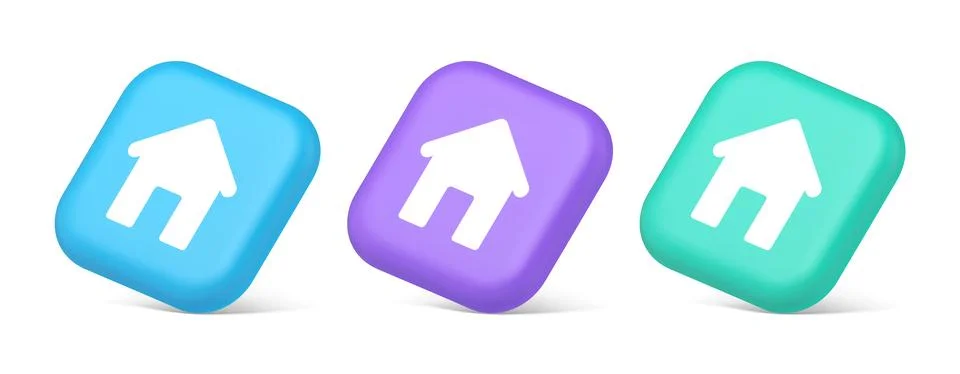 Home page button house web symbol cyberspace application interface 3d reali.. Stock Illustration