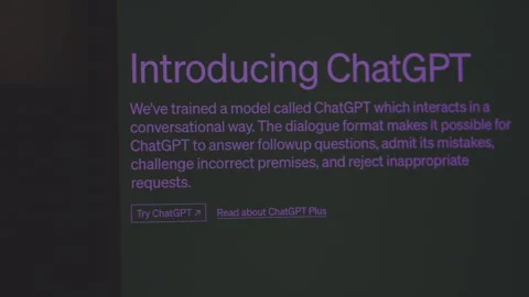 Home page of Chat Gpt by Open Ai. Closeup shot Video stock 240646281