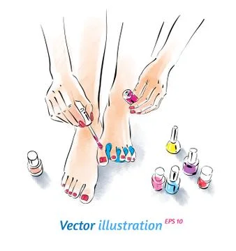 Home pedicure Stock Illustration
