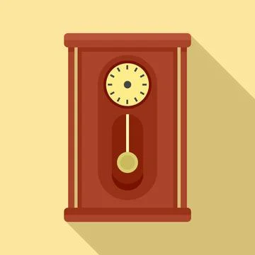 Home pendulum clock icon, flat style Stock Illustration