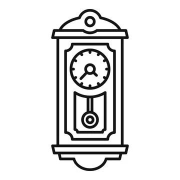 Home pendulum clock icon, outline style Stock Illustration