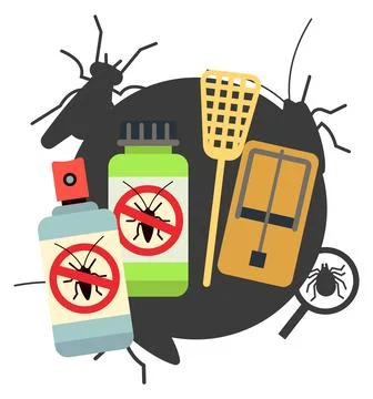 Home pest control concept. Insect removal chemicals Stock Illustration