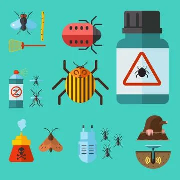 Home pest control expert vermin exterminator service insect thrips equipment Stock Illustration